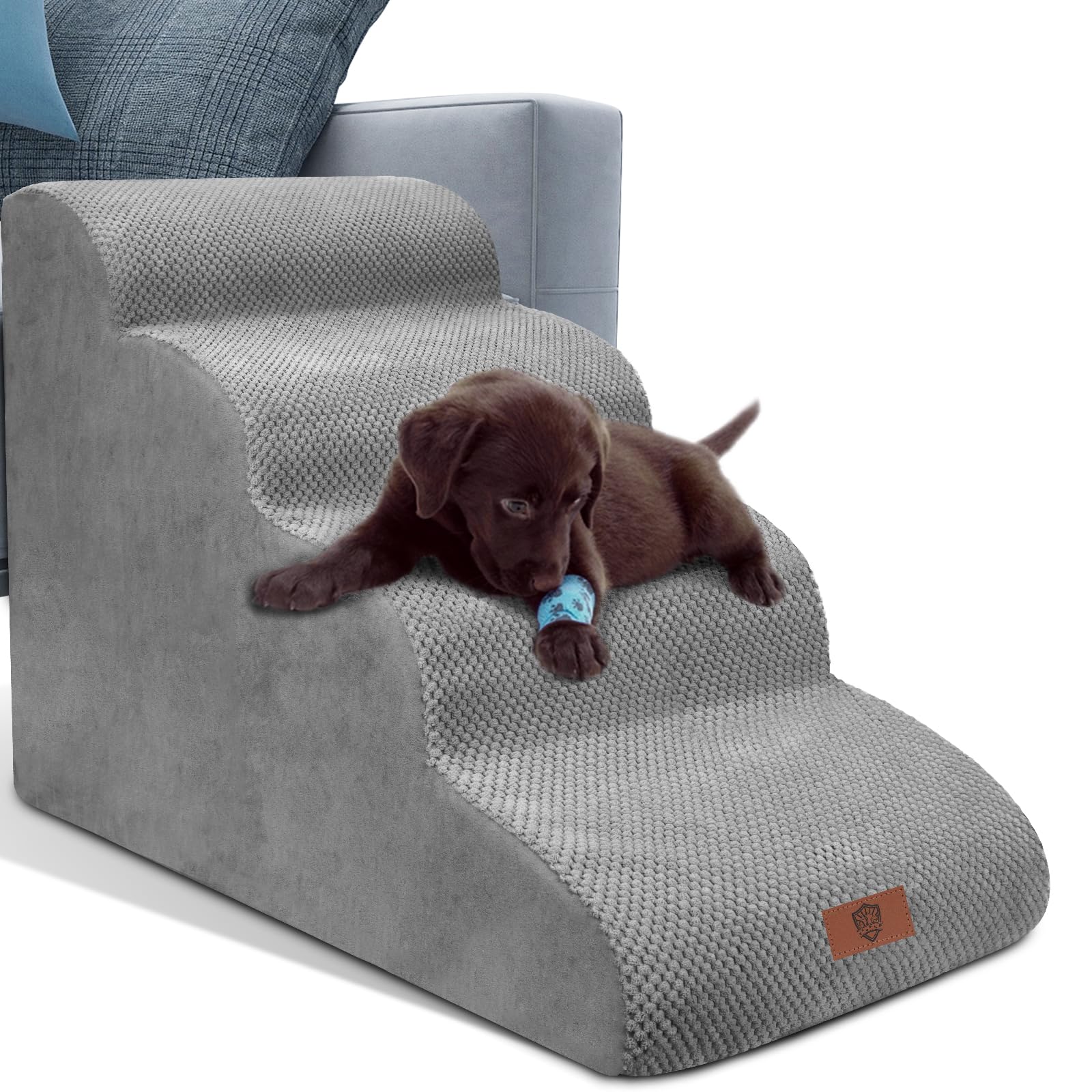 Masthome Собака Собака Склон Собака Собака 4 Высота Устраняет Питомец 4 Шага Ступени для Съемный Питомец Подходит для Маленький В помещении Пожилой Черный Синий Лестница, Лестница, серый